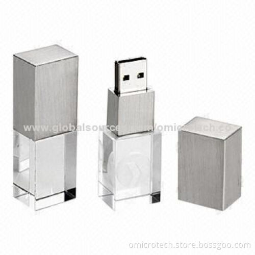 Transparent Crystal USB Flash Disks, 1 to 32GB Capacities